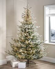 Image of Pre-Lit Snow Flocked Douglas Fir Christmas Tree, 7 ft