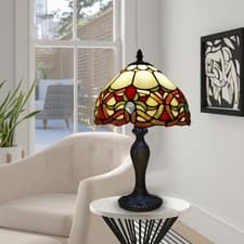Image of Tiffany 10Inch Table Lamp Handcrafted Art Bedside Light Desk Lamps Stained Glass