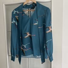 Image of Fantastic,Ted Baker Long Sleeved Bird Blouse, Size 4(14)