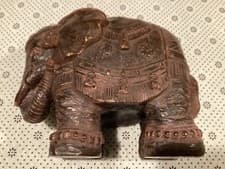 Image of Vintage Serengeti Carved Asian Elephant Wax Candle Large 8x7x5” Unscented