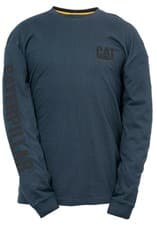 Image of Caterpillar CAT Trademark Banner navy cotton long-sleeve T-Shirt 1510034