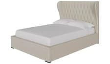 Image of End Lift Ottoman Bed Natural colour Solid Base chenille velvet King Size graded1
