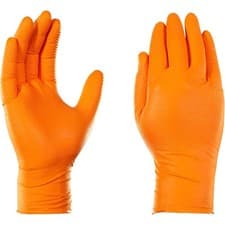 Image of Mercator Grip Nitrile Gloves Orange Green Heavy Duty Textured Mechanic Work Uk