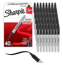Image of GENUINE SHARPIE PERMANENT MARKER BLACK FINE TIP PACK OF 40 x40 2221474
