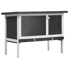 Image of Outdoor Rabbit Hutch – 1 Layer, Solid Pine Wood, Weatherproof, Easy-Clean Tray