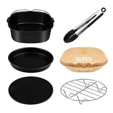 Image of Square Air Fryer Accessories Set, 6 Pieces Including Cake Black P3 