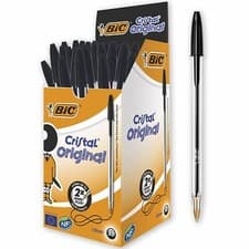 Image of BIC Cristal Original Ballpoint Pen Medium Point 1.0 mm – Black, 1 Box of 50 Pens