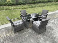 Image of 6 Option Rattan Garden Furniture Dining Sets Chairs Dark Grey Mix Outdoor Patio