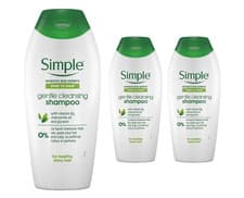 Image of 3 x 400 ml SIMPLE Kind to Hair Gentle Care Cleansing Shampoo for Sensitive Skin