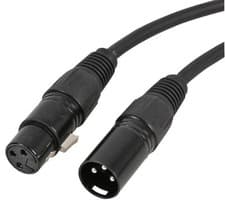 Image of 3-Pin XLR Plug To Socket Patch Lead, 0.5m Black - PULSE