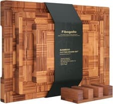 Image of Fibogollo Bamboo Cutting Boards for Kitchen Set of 3 Chopping Boards with Juice