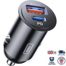 Image of 60W Fast Car Charger USB C + USB A (30W/30W) – Compact Cigarette Lighter