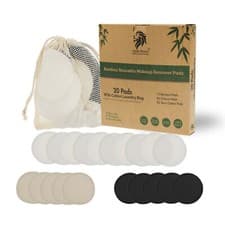 Image of Reusable Bamboo Cotton Washable Make Up Remover Pads Waste Vegan Organic Black