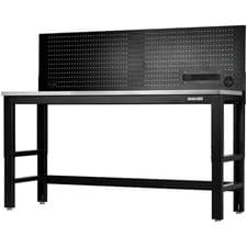 Image of Bunker Stainless Steel Worktop Workbench and Power Pegboard 1.8m
