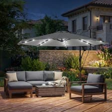 Image of 3 m Cantilever Parasol, Offset Banana Parasol with Solar LED Lights