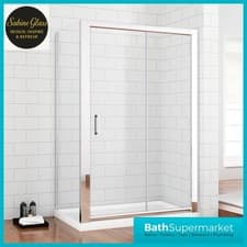 Image of Chrome Sliding Shower Door 1000–1700mm | Sabine Glass | Optional Side Panel