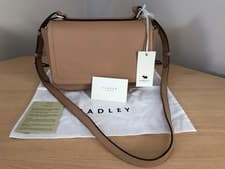 Image of Radley Sycamore Grove Dark Butter Leather Medium Flapover Crossbody Bag - BNWT
