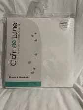 Image of Clair de Lune Fitted Cot Bed Sheets 2 Pack 140 x 70cm White Baby Toddler Bedding