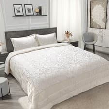 Image of Bedspread Set 3Pcs Quilted Jacquard Bedspread Double King Single Bed Eden