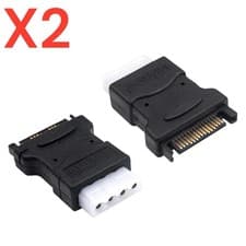 Image of 2 Pack SATA Power to Molex LP4 Adapter Cable – Convert SATA 15-Pin to 4-Pin – UK