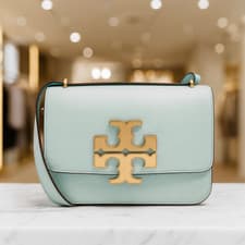 Image of NEW Tory Burch Eleanor Pebbled Sky Blue Convertible Small Shoulder/Crossbody Bag