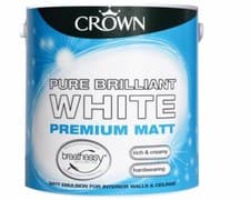 Image of Crown Premium Pure Brilliant White Matt Breatheasy Paint 2.5L Walls Ceilings