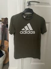 Image of Adidas Boys T-Shirt Top Khaki Age 11-12 Years Excellent Condition