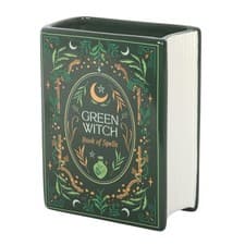 Image of Green Witch Book Shaped Vase Gothic Ceramic Spellbook Witchy Home Decor Gift