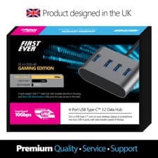 Image of FirstEver 4-Port USB-C 3.2 Gen 2 10Gbps Gaming LED Aluminium Data Hub (4x USB-A)