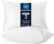 Image of 2 Pack Hotel Quality Egyptian Stripe Pillows Luxury Soft Hollowfibre Filled