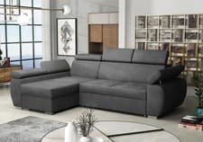 Image of Corner Sofa Bed BOSTON MINI with Storage Velour Fabric Springs New