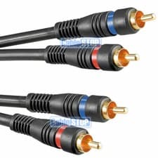 Image of PRO TWIN RCA PHONO CABLE 2 x Male to 2 x Male DOUBLE SHIELDED AMP SUB LEAD