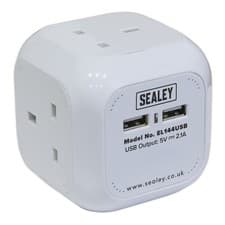 Image of Sealey Extension Cable Cube 1.4m 4 x 230V & 2 x USB Sockets - White EL144USB 