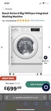 Image of BOSCH WIW28302GB Series 6 Integrated Spin Washing Machine - White