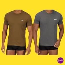 Image of DKNY Men’s Giants T-Shirt, Cotton, Pack of 2, Multi, UK M | EU 48