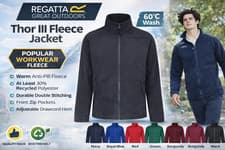 Image of Regatta Thor III Fleece Jacket RG122 – Mens Workwear Full Zip Anti-Pill Coat