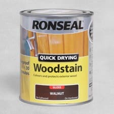 Image of Quick Dry Woodstain Gloss Walnut 750ml Ronseal Wood Stain