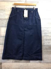 Image of Barbour Dark Blue “Piper” Denim Midi Skirt Size 12-14 BNWT (£90)