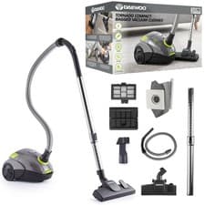 Image of Daewoo Tornado Compact Bagged Cylinder Vacuum Cleaner 700W 2 Litres Green & Grey