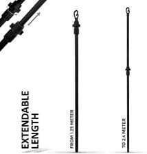 Image of 2 X Extending Black Clothes Prop Washing Line Heavy Duty Support 2.4M Galvanised