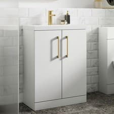 Image of Nuie Arno Floor Standing 2-Door Vanity Unit & Basin-3 500mm - Gloss White