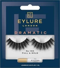 Image of EYLURE DRAMATIC No. 130 FULL & BOLD FALSE EYE LASHES WITH ADHESIVE - BLACK