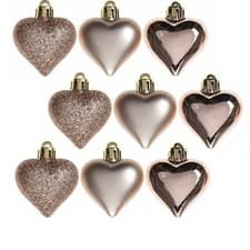 Image of Christmas Tree Decoration Glitter Matte Hearts star Icicle Baubles with Strings