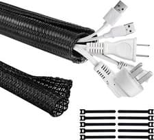 Image of Cable Tidy Sleeve Management Solution Wire Protector Tubing 26.2ft-1 2inch Wrap