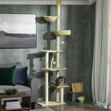 Image of PawHut Floor to Ceiling Climbing Cat Tree Tower, 230-250cm Height