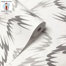 Image of Grey & White, Unusual Abstract Shapes Pattern, Textured Blown Vinyl Wallpaper