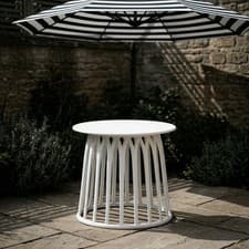 Image of Plastic Garden Side Table Round Outdoor Coffee Table All Weather Patio End