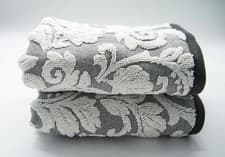 Image of Lex's Linens Pack of 2 Jacquard Floral Hand Towels Grey 50 x 90 cm