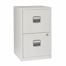Image of Bisley A4 Filing Cabinet Metal 2 Drawer Chalk White | 24 Hour Weekday Delivery