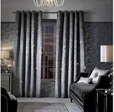 Image of KYLIE MINOGUE HOME DESIGNER LUXURY VELOUR GRAZIA 1 PAIR EYELET LINED CURTAINS